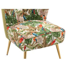 Red Parrot on Green Tropical Forest Accent Chair